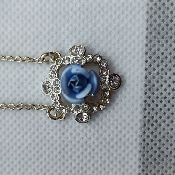 Vintage NRT Blue Flower Necklace & Matching Earrings, Fashion Jewelry - Picture 2 of 5